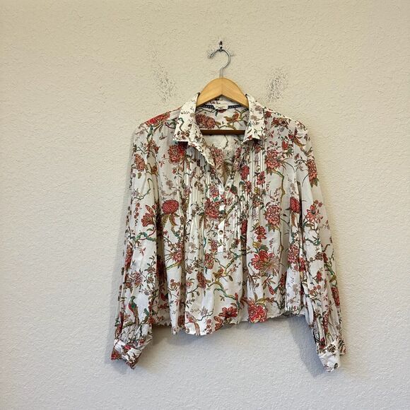 Anthropologie Tops - ANTHROPOLOGIE PILCRO Buttondown Blouse in Red Floral Print